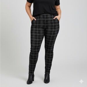 😍SHOW SPECIAL - Penningtons Grey Windowpane Plaid Stretch Leggings 3X